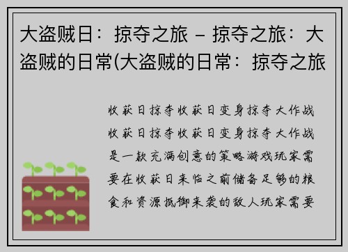大盗贼日：掠夺之旅 - 掠夺之旅：大盗贼的日常(大盗贼的日常：掠夺之旅续篇)
